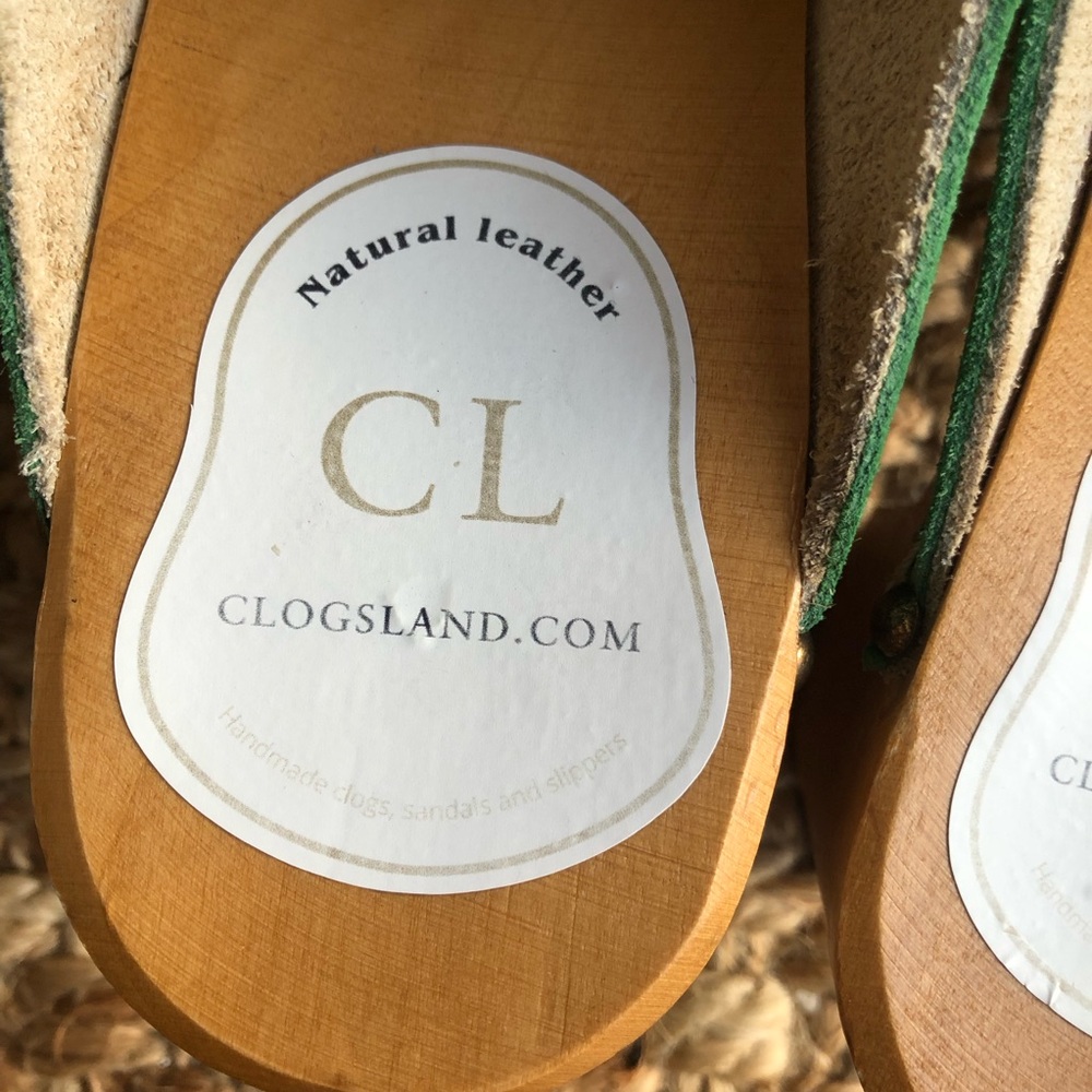 Clogsland Green Suede Classic Wooden Clog. Size 38 - Picture 12 of 12